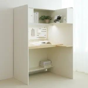 [아이디어스터디] 스터디스타 와이드 1000 독서실책상 크림화이트 자작나무 오른쪽선반