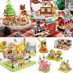 [문구티쳐] 민화샵 3D 입체퍼즐 종이모형 만들기 모형집 DIY 27종 모음 랜드마크/건물/가게/풍경/탈것/놀이공원 조립퍼즐