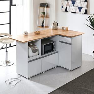 프리미엄바 고무나무 원목 상판 아일랜드식탁, 바디 하이그로시, 홈바, 미니바, 렌지대, 전기밥솥 수납