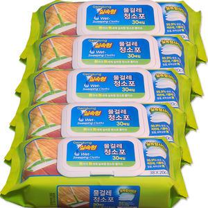 국산 물걸레 청소포_5팩 밀대 막대 걸레 도톰한 특수엠보 위생 일회용 행주