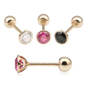 14K 컬러 큐빅 피어싱 루비 블랙 화이트 아웃컨츠 귓바퀴 귓볼 화사한 데일리 금 침 여자 피어싱
