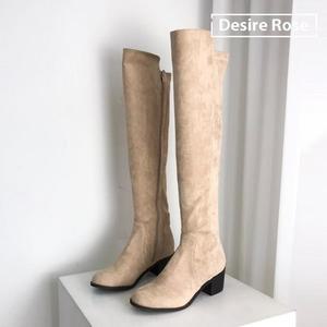 [디자이어로즈] 여자 미들굽 니하이부츠 스웨이드 롱부츠 5cm KRB0133