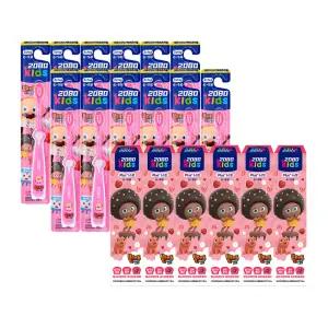 2080 키즈 3스텝 칫솔, 브레드이발소, 핑크, 12개 + 베리믹스 치약, 브레드이발소, 80g, 6개