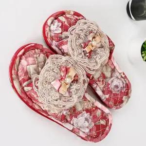 3중쿠션 플라워 퀼팅 슬리퍼 면 실내화 논슬립 층간소음 거실화