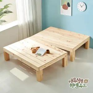 미엔우드 천연 편백 원목 침대 프레임 돌침대 주문제작 선반형 수납형 평상 분리형 싱글 슈퍼싱글 더블 퀸 킹