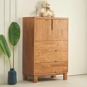 [우아미가구]소우치 고무나무 원목 도어형 5단서랍장 800