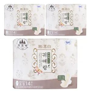 쏘피 귀애랑 무표백 속커버 생리대 울트라 날개 중형 42매입