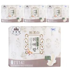 쏘피 귀애랑 무표백 속커버 생리대 울트라 날개 중형 56매입
