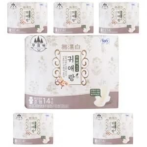 쏘피 귀애랑 무표백 속커버 생리대 울트라 날개 중형 84매입