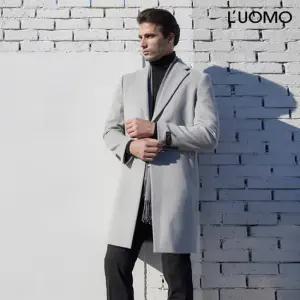 워모 남성 울 캐시미어 블렌딩 패디드 체스터코트 그레이