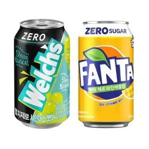 [하프클럽/기타]웰치제로 샤인머스캣12캔 + 환타제로 파인애플12캔 355ml 24캔