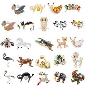 빈티지 메뚜기 물고기 말 새 고양이 플라밍고 코끼리 브로치 여성을위한 귀여운 곤충 브로치 핀 겨울 코트 액세서리 선물