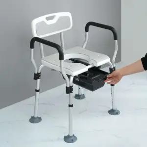 [인파로]의자형 간이 변기 노인 환자용 목욕의자 겸용 좌변기 높이조절 이동 화장실 GAM-012T
