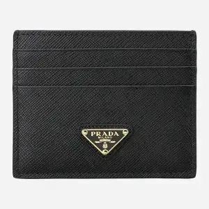 프라다 5F 1MC025 QHH F0002 사피아노 트라이앵글 카드 케이스 블랙