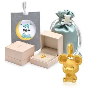 순금 펜던트 3.75g 24K [깜찍하쥐] 돌선물 포장 카드