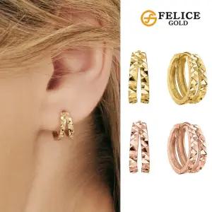 [펠리체골드] 14K 컷팅 더블라인 귀걸이