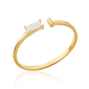 [모룬] 14K 에센셜 브릭 바게트 큐빅 오픈링 반지 MOR41727