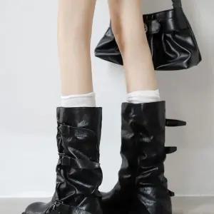 여성용 겨울 웨스턴 부츠 여성 미들부츠 벨트 방한부츠