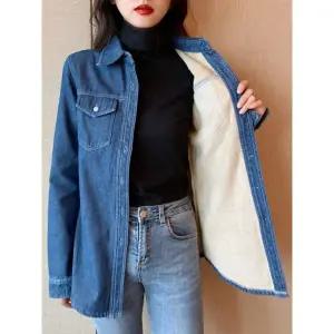 기모청남방 보온 여성 셔츠 겨울 청남방 긴팔 빅사이즈 기모