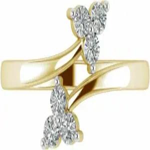 일반적인 0.12 Ct 원형 컷 시뮬레이션 다이아몬드 바이패스 여성용 토링 14k 옐로우 골드 도금 925 실버