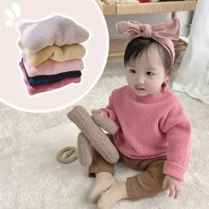 심플 파스텔 반목 아동 긴팔 니트 205062