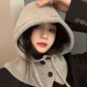 니트 후드 넥워머 바라클라바 겨울 방한 보온 페이크 모자 레이어드 워머