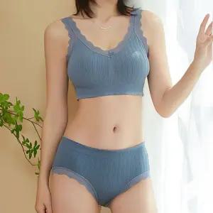 프릴 노와이어 분리형 볼륨 캡 브라렛 팬티 세트 여성브래지어 여자속옷