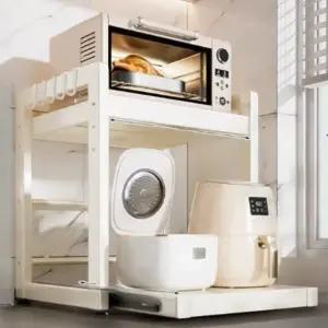 인출식 주방 선반 하이퍼랙 높이조절 2단 슬라이딩 대형 전자레인지 선반 렌지대 밥? 수납