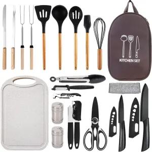 팬실링 실리콘 캠핑 요리 세트 자동차 필수품 주방 RV 도구는 선물이 있어야 합니다 여행 하이킹 피크닉을