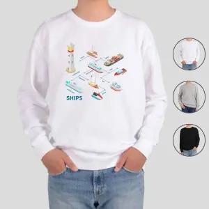 [하프클럽/알티피아]맨투맨 전색상 바다에서 종류별로 배타기 디자인