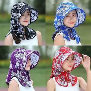 얼굴 빅플라워 햇빛 가리개 목가림 썬캡모자 농사모자 텃밭모자 여름 여자 차단모자 그늘