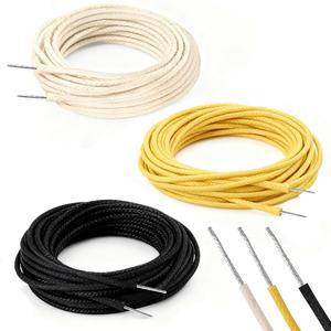 Enhon 9.1m(30피트) 천 커버 푸시백 기타 와이어 세트, 빈티지 스타일 왁스 브레이드 배선 키트, 22AWG 일렉트릭 기타용 사전 주석 도금 연선 구리 (3m(10피트) 블랙 /화이트 /옐로우)