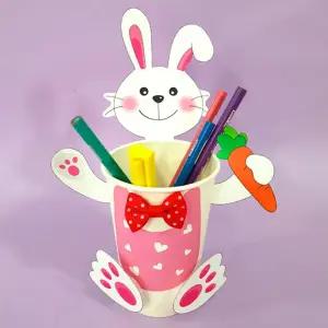 4인용 유치원 쉬운 미술놀이 종이공작 종이컵 토끼 연필꽂이 만들기 원데이수업 키움센터