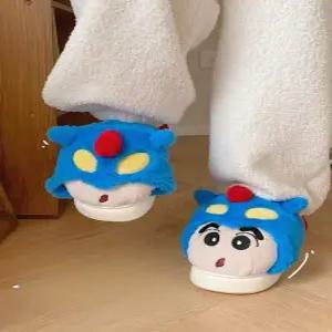 짱구 실내화 슬리퍼 액션가면 겨울 커플 코튼 따뜻한 폭신한 느낌 거실화 실내화 사무실 학교