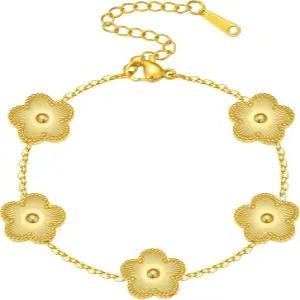 여성용 화이트/블랙/블루 럭키 체인 네잎 클로버 팔찌 패셔너블 세트 주얼리 선물 여성용으로 적합한