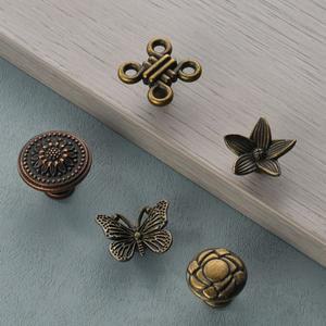 아연 합금 수공예 활 꽃 레트로 복고풍 엔틱 단일 구멍 서랍 캐비닛 문짝 매듭 미니 소형 소형 손잡이