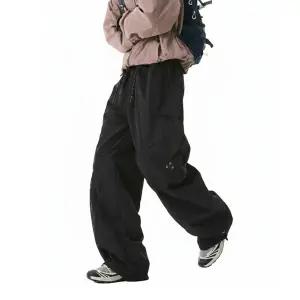 남성 테크웨어 와이드 카고 밴딩 고프코어 팬츠