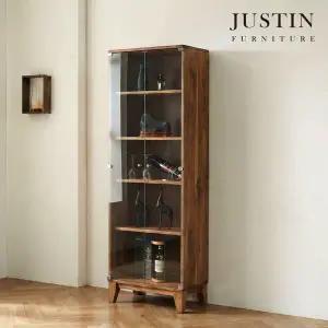 [저스틴퍼니처]오큰 러버우드 원목 유리 장식장(600)