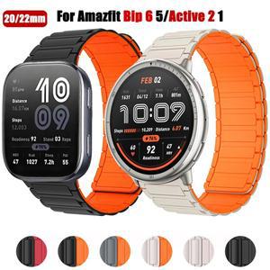 Amazfit Bip 6 5 3 밴드 용 22mm 마그네틱 실리콘 스트랩 Active 2 GTS4 3/GTR4 2/Cheetah Square/Round/Ba