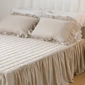 롱프릴 누빔패드침대용 이사선물 이불 누빔 사계절용 꾸미기 침구 교체 깔개