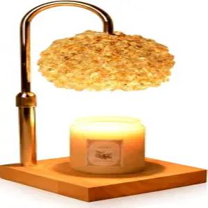 타이머가 있는 유리 캔들 워머 램프 - 크리스탈 쉐이드가 조절 가능한 높이 타이머(8시간/4시간/2시간)