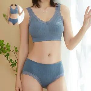 (제스트)분리형 프릴 노와이어 캡 팬티 브라렛 세트 볼륨 이쁜