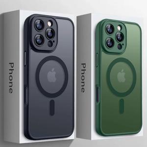 아이폰 16 15 14 13 12 11 Pro Max Plus 용  무광 폰 케이스 (맥세이프 호환, 매트 투명, 마그네틱 렌즈 보