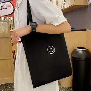 여자 귀여운 데일리 캔버스백 스마일 클래식 데일리-WFHZZDZ