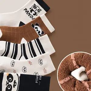 R90 파일 어린이 블랙 양말 겨울 방한 세트 판다 아동