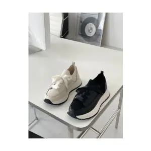 보보앤코 천연소가죽 스티치 왕리본 포인트 키높이 스니커즈