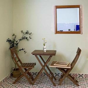 베란다홈카페 베란다 55CM 야외용테이블세트 베란다테이블세트 의자 정사각형 테라스 라탄