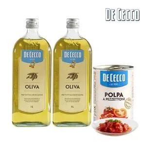[보라티알] 데체코 퓨어 올리브오일 1L x 2병 + 데체코 다이스 토마토 400g x 1개