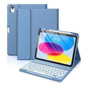 7가지 2025 커버, a16 10세대 무선 11인치 2022 20.9인치 11세대 키보드 있는 색상 백라이트 키보드가 탈착식 ipad (파란색) - hamile 폴리오 케이스용
