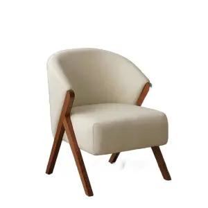부클레 패브릭 거실 우드 라운지 체어 양털 다리 1인용 프레임 싱글 카페 원목